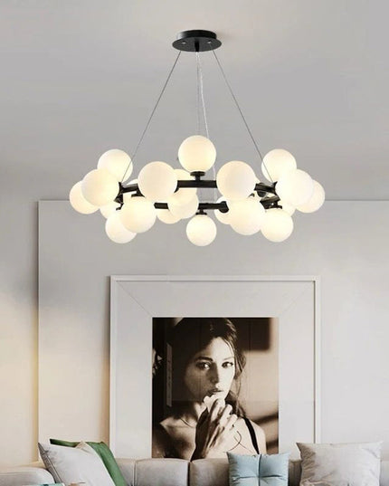 Lustra Led Modern Glowing, suspendata,cu 25 becuri, 75W, 3600lm, negru, bec G9, lumina 4000k DX1010/25 BK