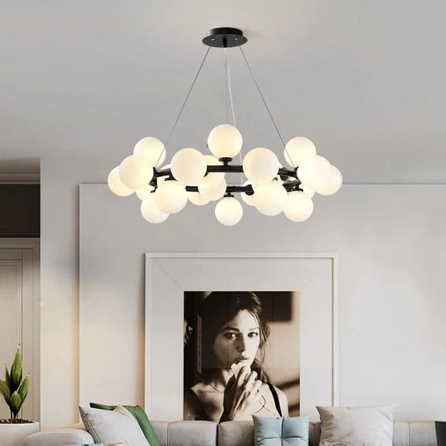 Lustra Led Modern Glowing, suspendata,cu 25 becuri, 75W, 3600lm, negru, bec G9, lumina 4000k DX1010/25 BK