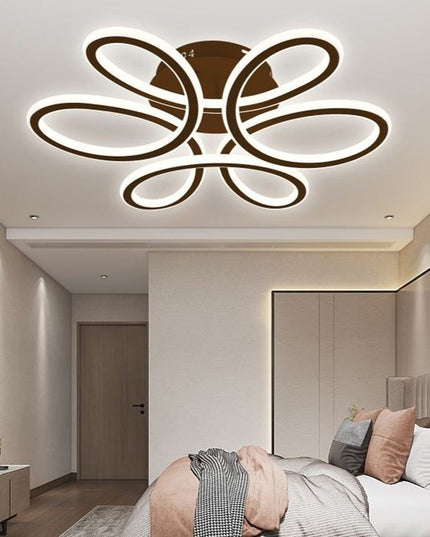 Lustra LED Circular Flower cu telecomanda, 230W, dimabila, maro, cu trei tipuri de lumina S2104/500 CF