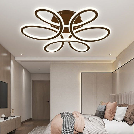 Lustra LED Circular Flower cu telecomanda, 230W, dimabila, maro, cu trei tipuri de lumina S2104/500 CF