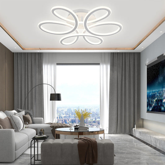 Lustra LED Circular Flower cu telecomanda, 230W, dimabila,  alba, cu trei tipuri de lumina  S2104/500 WT