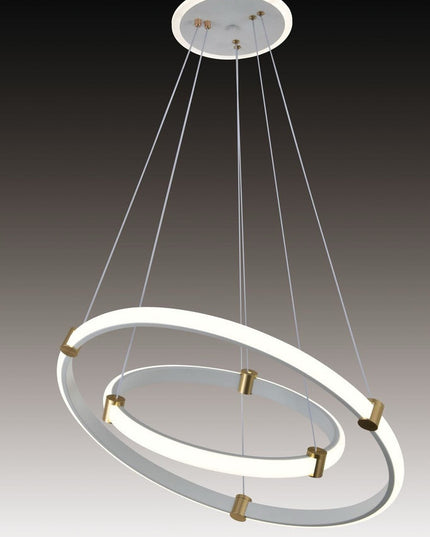 Lustra Led, Suspendata, Trei Cercuri, Alb, 2 Nivele De Iluminat, Cu Telecomanda, Intensitate Reglabila 3000K/4000K/6500K, 90w 3736/4+6 WT