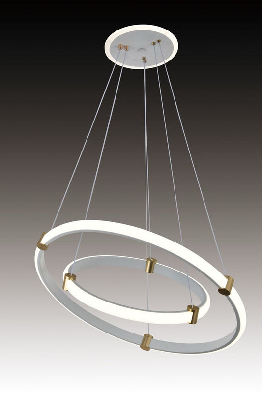 Lustra Led, Suspendata, Trei Cercuri, Alb, 2 Nivele De Iluminat, Cu Telecomanda, Intensitate Reglabila 3000K/4000K/6500K, 90w 3736/4+6 WT