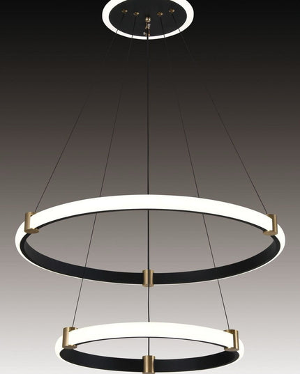 Lustra Led, Suspendata, Trei Cercuri, Alb, 2 Nivele De Iluminat, Cu Telecomanda, Intensitate Reglabila 3000K/4000K/6500K, 90w 3736/4+6 BK