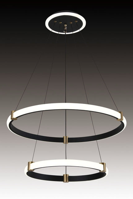 Lustra Led, Suspendata, Trei Cercuri, Alb, 2 Nivele De Iluminat, Cu Telecomanda, Intensitate Reglabila 3000K/4000K/6500K, 90w 3736/4+6 BK