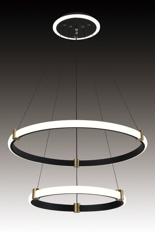 Lustra Led, Suspendata, Trei Cercuri, Alb, 2 Nivele De Iluminat, Cu Telecomanda, Intensitate Reglabila 3000K/4000K/6500K, 90w 3736/4+6 BK
