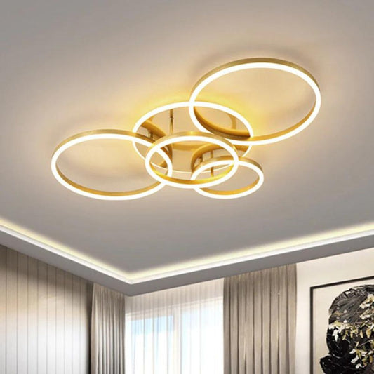 Lustra LED 360W Auriu 4 cercuri  cu Telecomanda 5184/600+500+400+300 GD