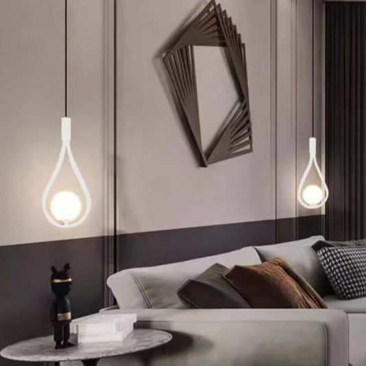 Lustra pe cablu Dazzle Globe, stil minimalist, 2 globuri, alb, E14  DX1016/2 WT E14