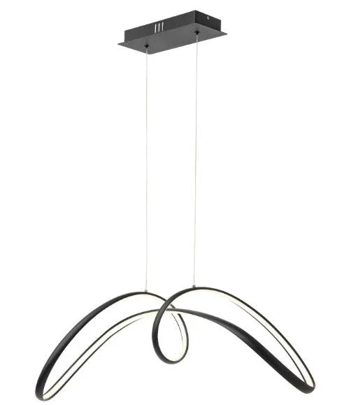 Lustra Led Suspendata Nordic Modern, 108W 7560Lm, Neagra, Trei Tipuri de Lumina si Telecomand G3681 BK