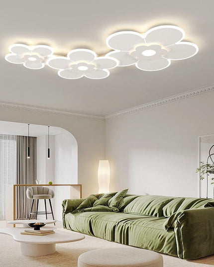 Lustra LED Modern Flowers G3836/3A, cu telecomanda, 378W, 12000lm, alb, cu trei tipuri de lumina