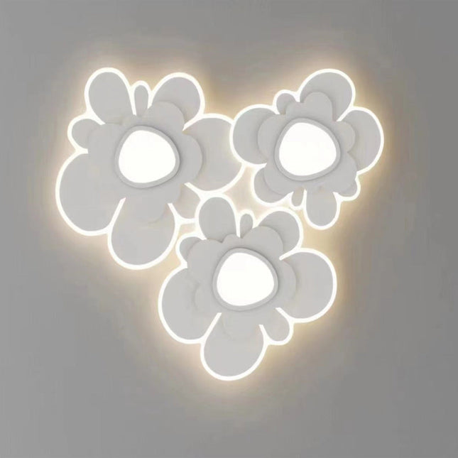 Lustra LED Glowing Flowers G3836/3, cu telecomanda, 378W, 12000lm, alb, cu trei tipuri de lumina