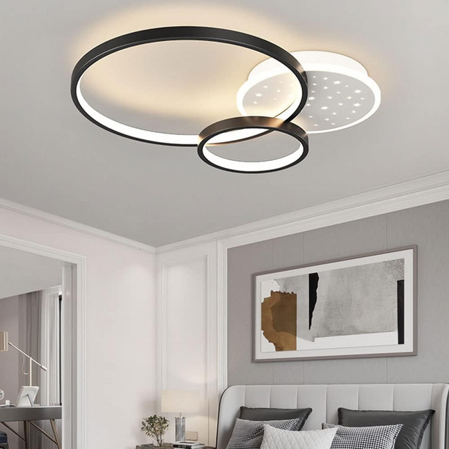 Lustra LED Circular Starry, cu telecomanda, 108W, negru, cu trei tipuri de lumina G3868/BK