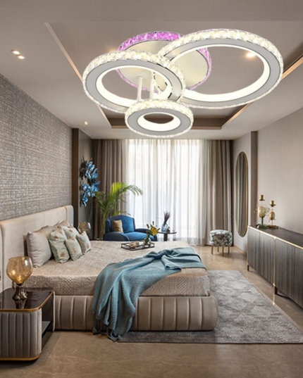 Lustra LED Circle Style, cu telecomanda, 77W, 3500lm, gri, cu trei tipuri de lumina,L7603/4C