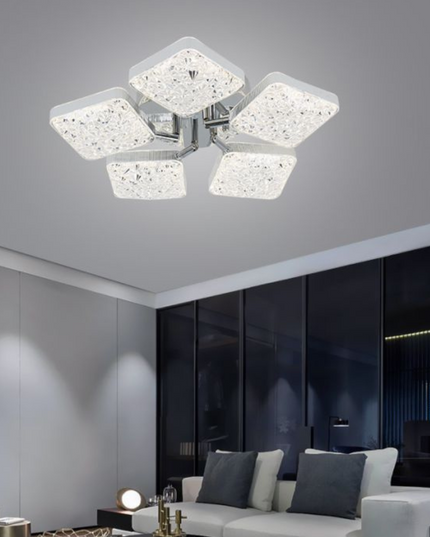 Lustra LED Minimal Silver 5, cu telecomanda, 102W, gri, cu trei tipuri de lumina SE-C1192/5