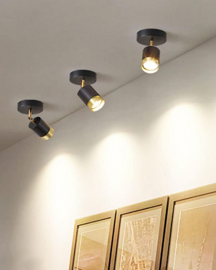 Lustra LED tip spot Minimalist Vibe, 5W, lumina neutra, iluminat modern, negru cu auriu SE-C3007-1