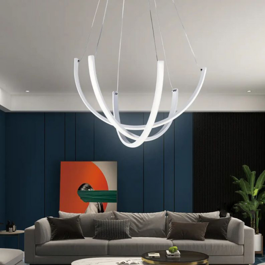 Lustra LED Creative Design, cu telecomanda, 122W, alb, cu trei tipuri de lumina SE-P1065