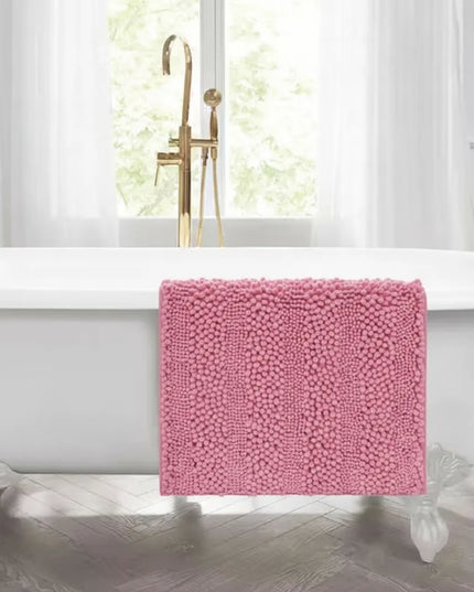 Covoraș baie din Chenille moale, strat antiderapant, 45×70 cm, Roz pudră
