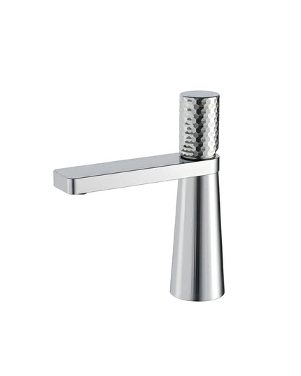 Baterie lavoar crom lucios cu textură ciocănită – design contemporan din alamă solidă