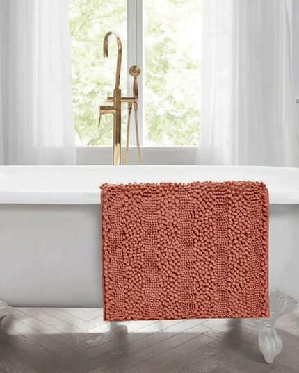 Covoraș baie din Chenille moale, strat antiderapant, 45×70 cm, Somon Cald