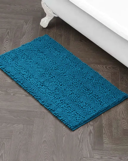 Covoraș baie din Chenille moale, strat antiderapant, 45×70 cm, Turcoaz intens