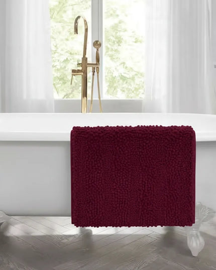 Covoraș baie din Chenille moale, strat antiderapant, 45×70 cm, Vișiniu