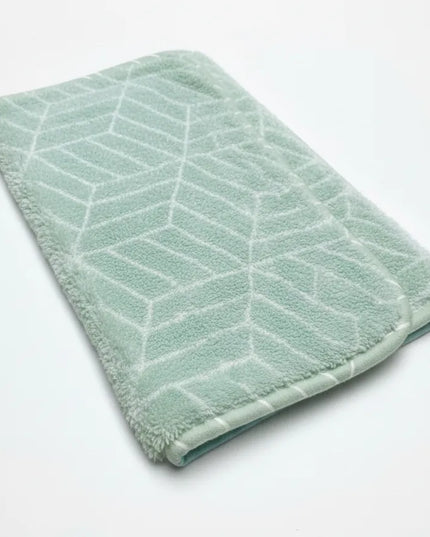 Covoras baie, SANITARY, imitatie casmir, 40x60 cm, menta cu model geometric, Dreptunghiular