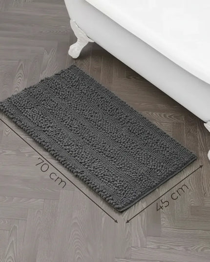 Covoraș baie din Chenille moale, strat antiderapant, 45×70 cm, Gri inchis