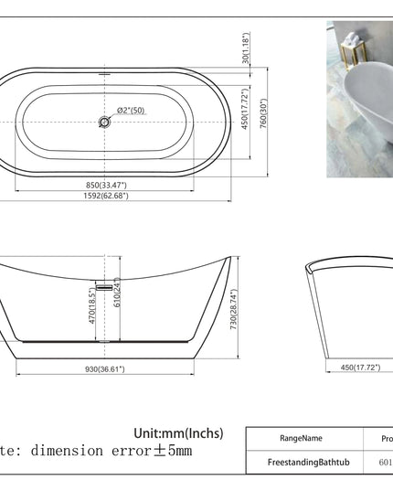 Cadă freestanding din acril Vela