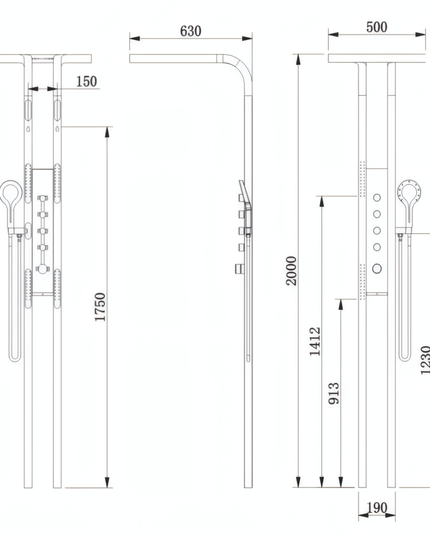 Panel de Duș Black Round – Design Modern cu Duș Tip Cascadă și Funcții Multiple
