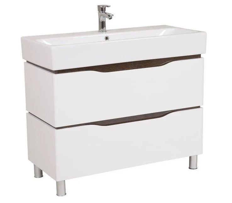 Mobilier de baie pe pardoseală Venice, Alb+Wenge (Pinto)