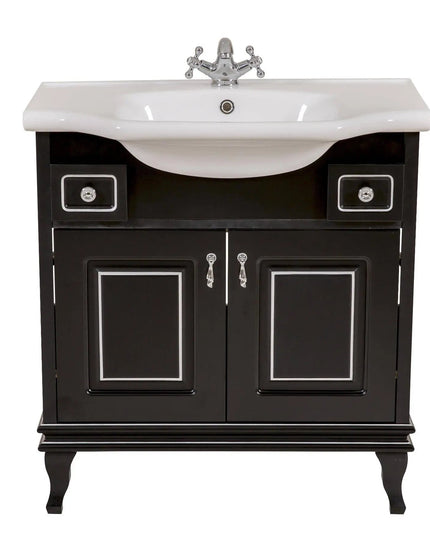 Mobilier de baie pe pardoseală Beatrice negru+crom