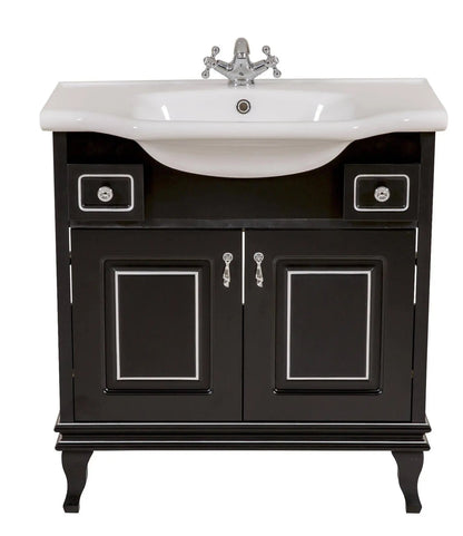 Mobilier de baie pe pardoseală Beatrice negru+crom