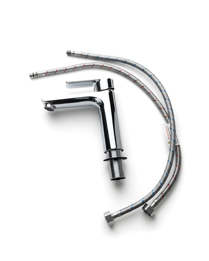 Baterie lavoar modernă Crom Lucios – design contemporan cu linii curate, alamă solidă