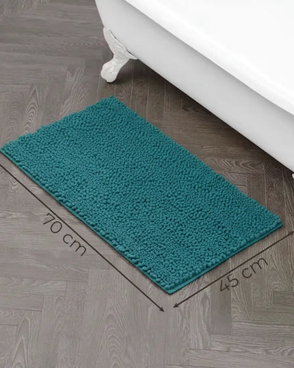 Covoraș baie din Chenille moale, strat antiderapant, 45×70 cm, Turcoaz intens