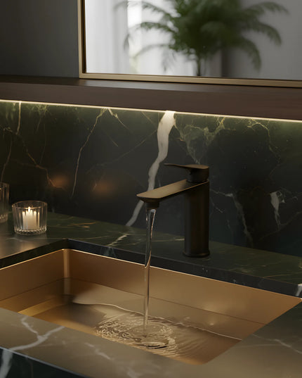 Baterie lavoar modernă Negru – design elegant din alamă solidă