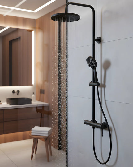 Set duș clasic – finisaj negru mat, design modern din oțel inoxidabil