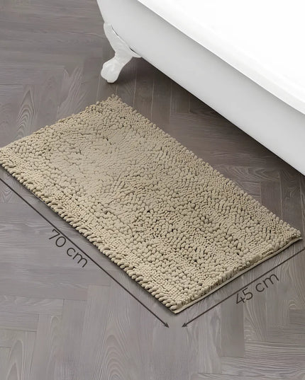Covoraș baie din Chenille moale, strat antiderapant, 45×70 cm, Bej