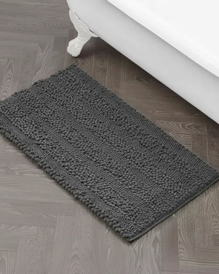 Covoraș baie din Chenille moale, strat antiderapant, 45×70 cm, Gri inchis