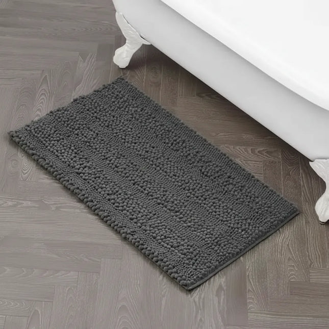 Covoraș baie din Chenille moale, strat antiderapant, 45×70 cm, Gri inchis