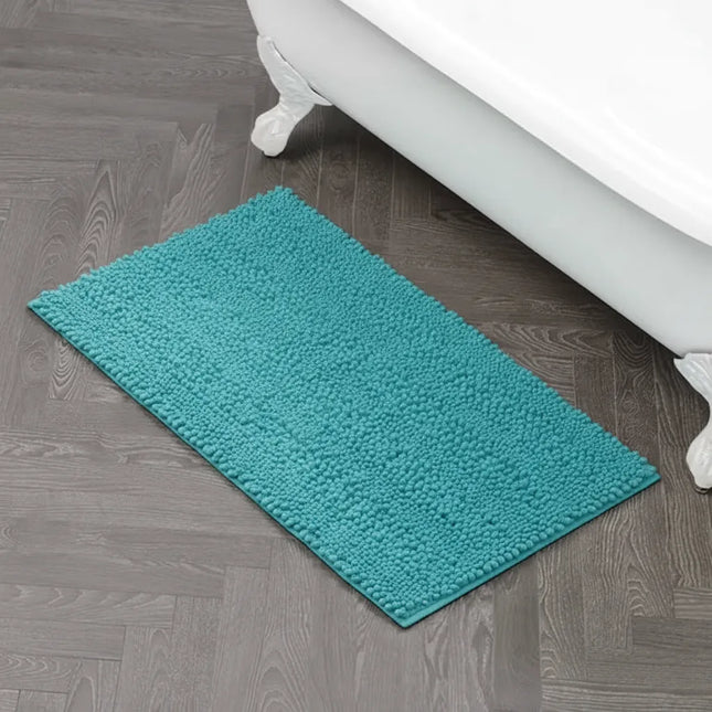 Covoraș baie din Chenille moale, strat antiderapant, 45×70 cm, Albastru