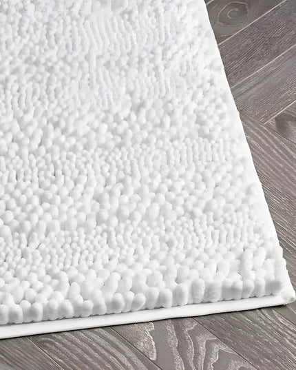 Covoraș baie din Chenille moale, strat antiderapant, 45×70 cm, Alb