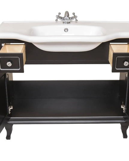 Mobilier de baie pe pardoseală Beatrice negru+crom