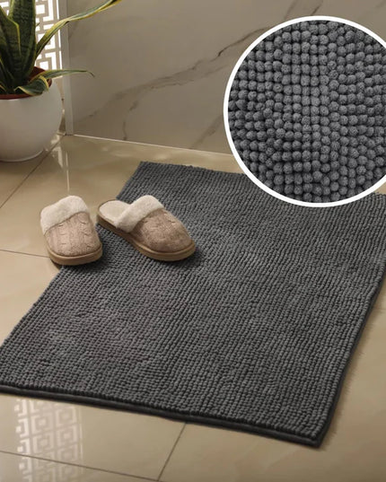Covoraș baie din chenilia fină, strat antiderapant, 45×70 cm, Gri