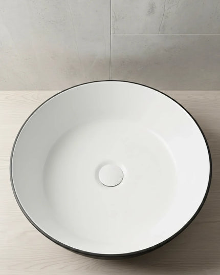 Lavoar rotund ceramic 787-CBKW-MRS – exterior negru texturat, interior alb lucios