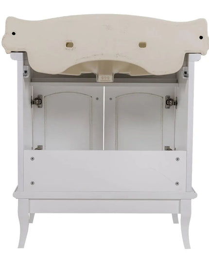 Mobilier de baie pe pardoseală Mikella, Alb+Crom