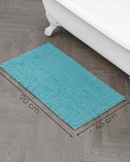 Covoraș baie din Chenille moale, strat antiderapant, 45×70 cm, Albastru