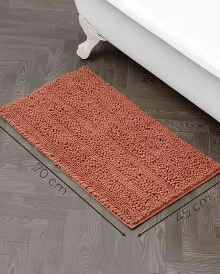 Covoraș baie din Chenille moale, strat antiderapant, 45×70 cm, Somon Cald