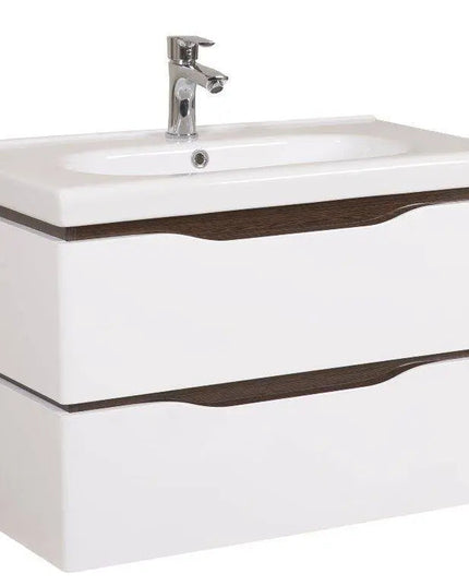 Mobilier de baie suspendat Venice, Alb+Wenge (City)