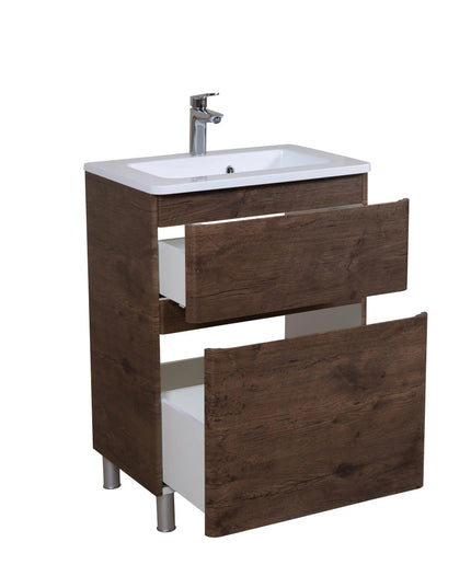 Mobilier de baie pe pardoseala Accent castan