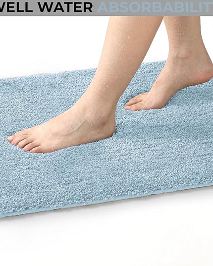 Covoraș baie din microfibră supersoft, antiderapant TRP, 45×75 cm, Albastru deschis